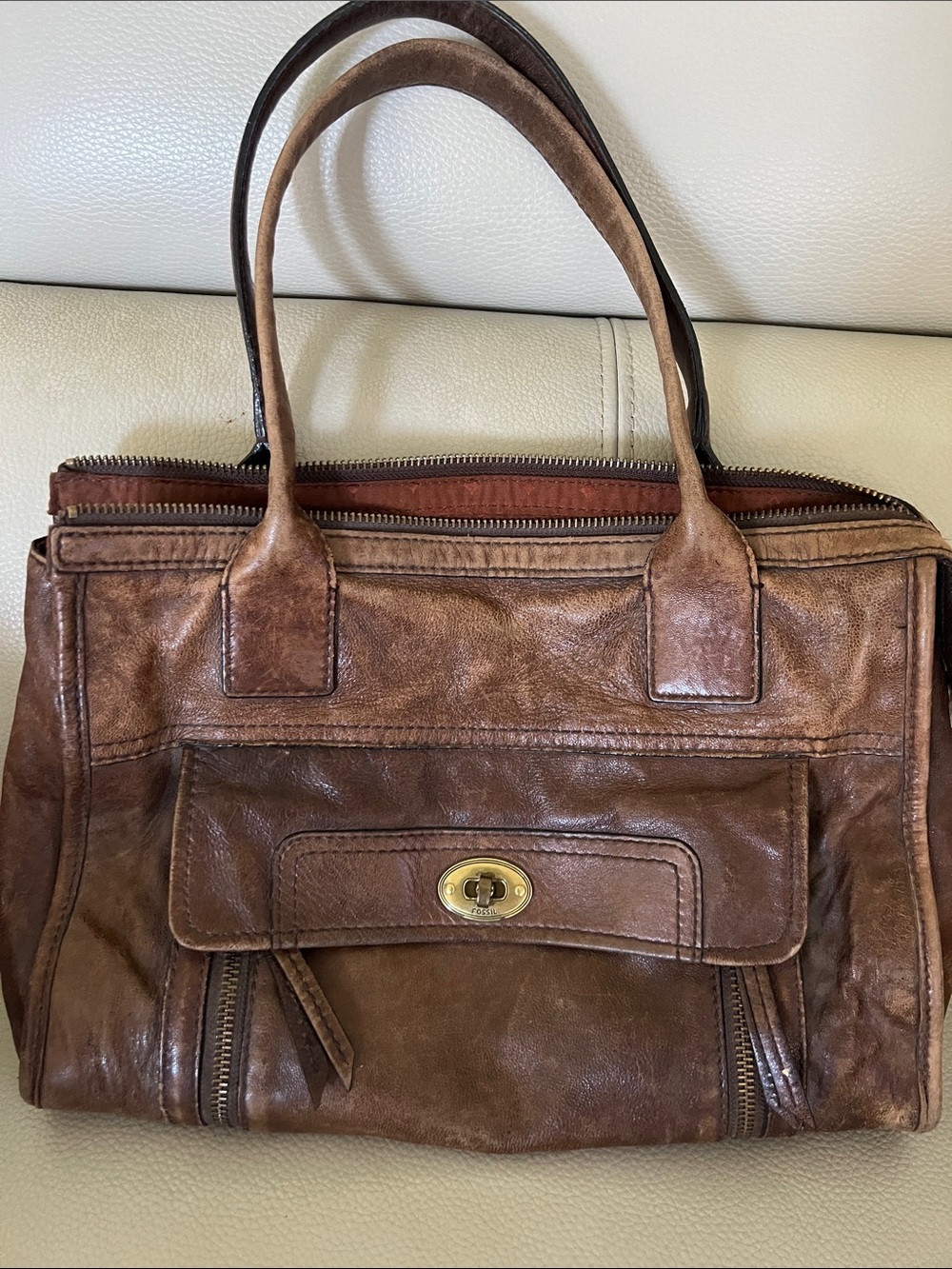 Vintage Fossil Stanton Leather Shoulder Bag